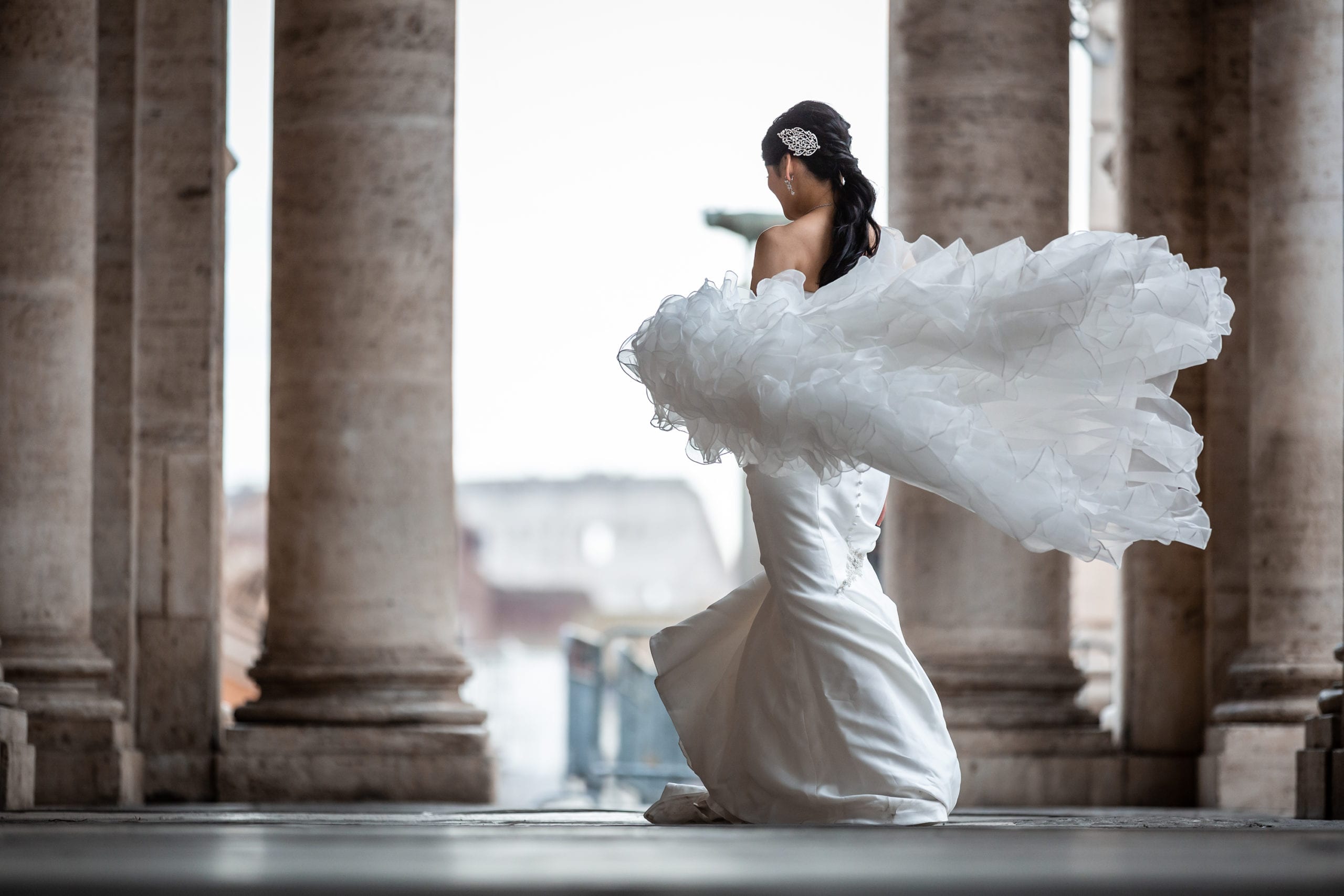 WEDDING italy dress 2022 trends rome columns bride